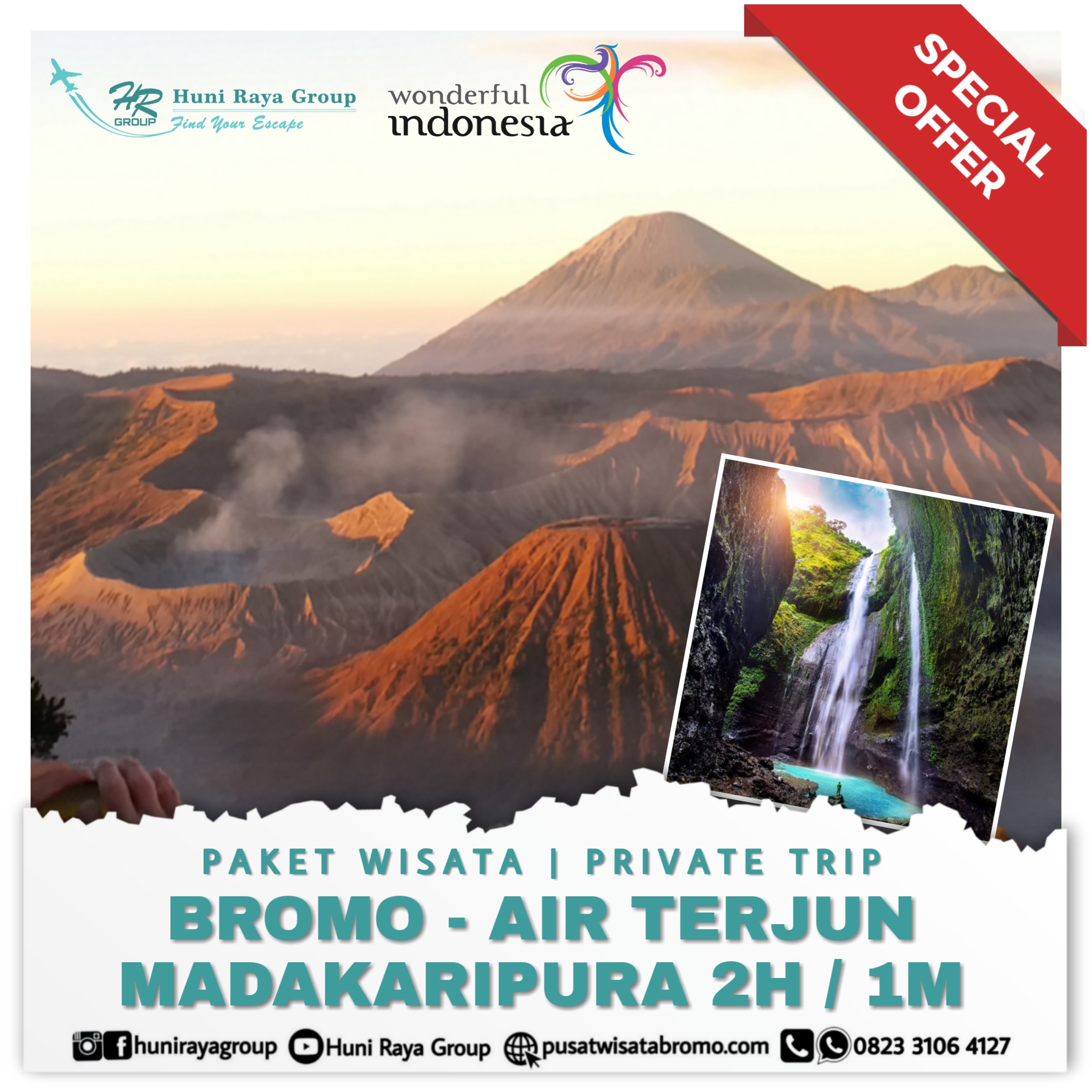 Paket Wisata Bromo – Air Terjun Madakaripura 2 Hari 1 Malam Tour Terlengkap CV HUNI RAYA GROUP