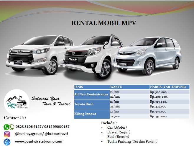 Rental Mobil MPV (Avanza/Xenia, Rush, Innova) Pasuruan Malang dan Surabaya